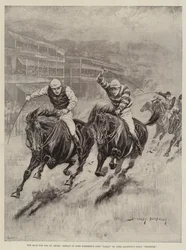 La course pour le St Leger, défaite du poulain Ladas de Lord Rosebery par la pouliche Throstle de Lord Alington
